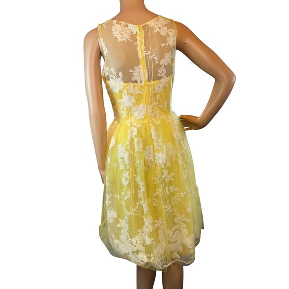 maniju Womens Sleeveless Floral Embroidered Dress Tulle Yellow Small Fairy Cotta - Picture 5 of 9